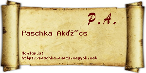 Paschka Akács névjegykártya